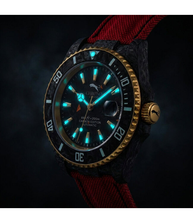 Chronoguard Profondo Carbon Rot 40mm Automatik Taucheruhr Herren