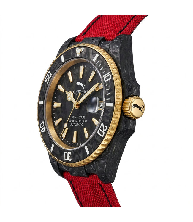 Chronoguard Profondo Carbon Rot 40mm Automatik Taucheruhr Herren