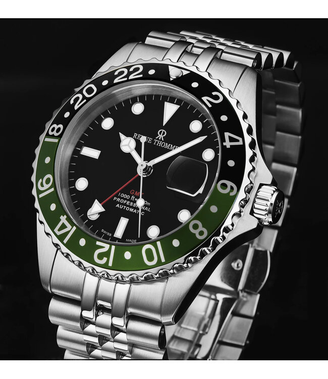 Revue Thommen Diver GMT 17572.2238 Automatik Schwarz/Grün Herrenuhr