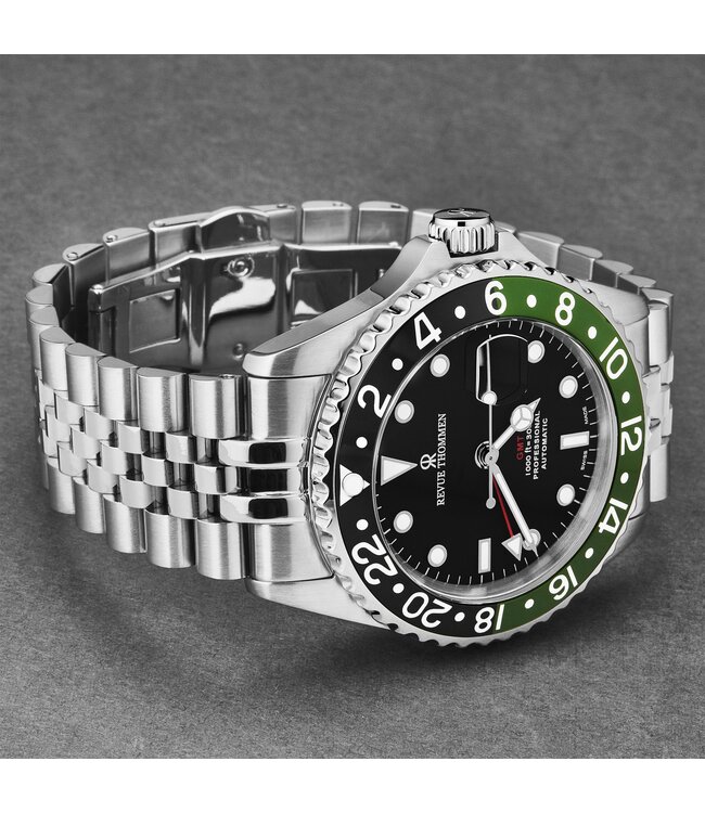 Revue Thommen Diver GMT 17572.2238 Automatik Schwarz/Grün Herrenuhr