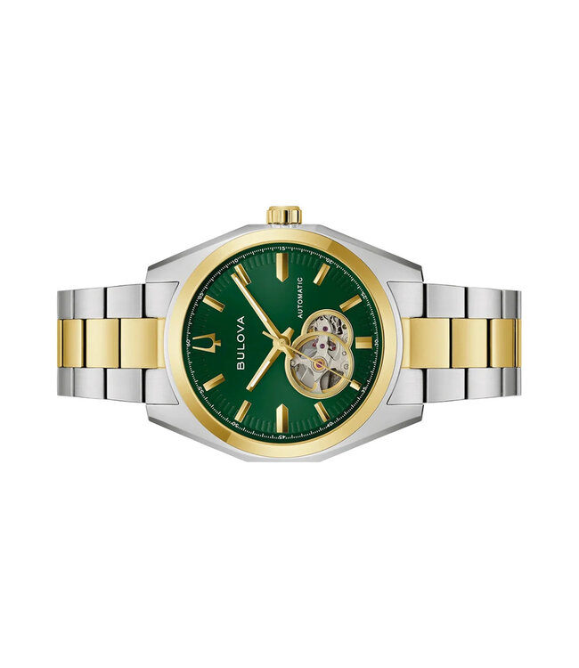 Bulova Surveyor 98A338 Automatik Open Heart Grün Herrenuhr