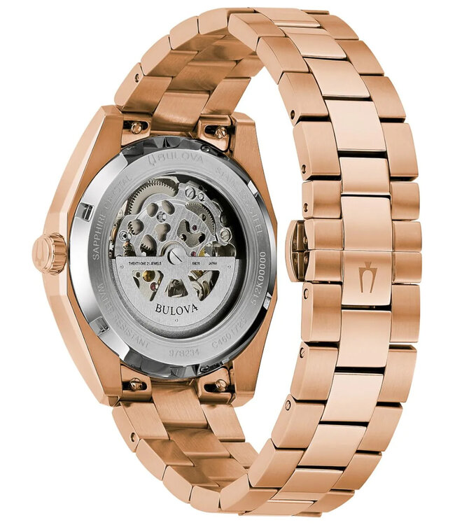 Bulova Surveyor 97B234 Automatik Roségold Aubergine Herrenuhr