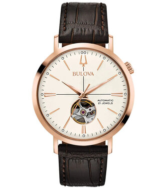 Bulova Aerojet 97A136 Automatik Roségold Open Heart Herrenuhr