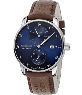 Zeppelin 86223 Herrenuhr Automatik Blau Kalbsleder