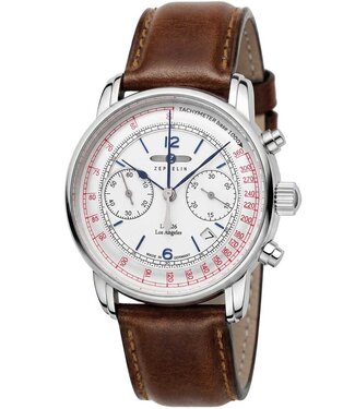 Zeppelin LZ-126 86145 Herrenuhr Chronograph Silber Kalbsleder
