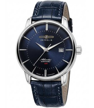 Zeppelin Atlantic 84603 Herrenuhr Automatik Blau Kalbsleder
