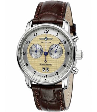 Zeppelin Friedrichshafen 85845 Herrenuhr Chronograph Creme Kalbsleder
