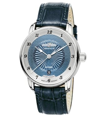 Zeppelin Friedrichshafen 85563 Herrenuhr Automatik Blau Kalbsleder