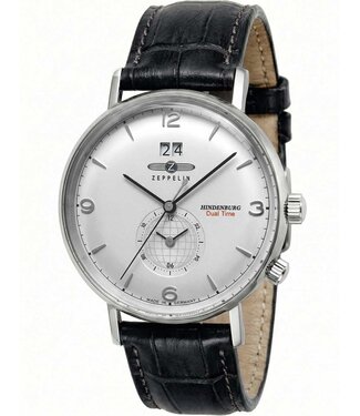 Zeppelin Hindenburg 80441 Herrenuhr Weiss Kalbsleder