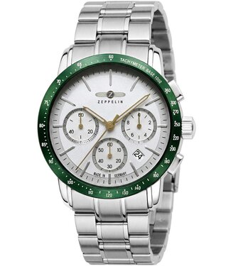 Zeppelin 8878MB4 Herrenuhr Chronograph Weiss Edelstahl
