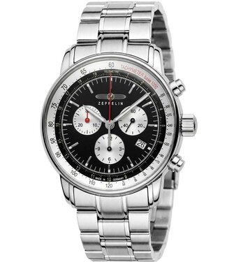 Zeppelin Marine 8888MB2 Herrenuhr Chronograph Schwarz/Silber Edelstahl