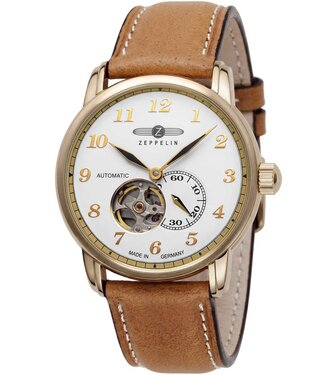 Zeppelin Graf 76641 Herrenuhr Automatik Weiss Leder