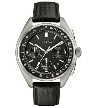Bulova Lunar 96B251 Herrenuhr Chronograph Schwarz Kalbsleder