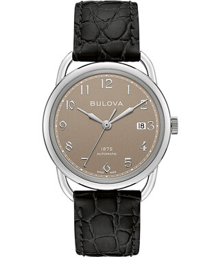 Bulova Commodore 96B324 Herrenuhr Automatik Grau Kalbsleder
