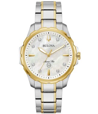 Bulova Marine 98P227 Damenuhr Perlmutt/Weiss Edelstahl