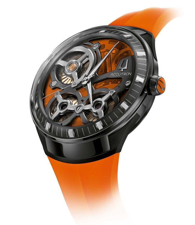 Bulova Accutron 28A205 Herrenuhr Grau/Orange Kautschuk