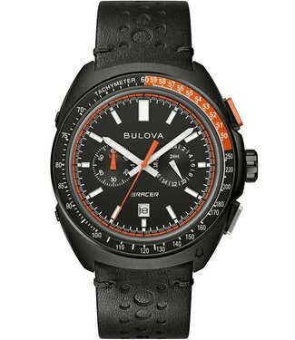 Bulova Racer 98B428 Herrenuhr Chronograph Schwarz Kalbsleder