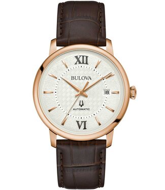 Bulova Hudson 97B225 Herrenuhr Automatik Silber Kalbsleder