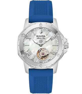 Bulova Marine 96L324 Damenuhr Automatik Perlmutt/Weiss Silikon