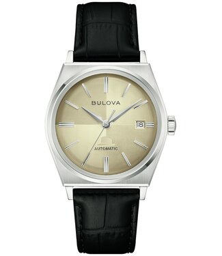Bulova Frank 96B483 Herrenuhr Automatik Creme Kalbsleder