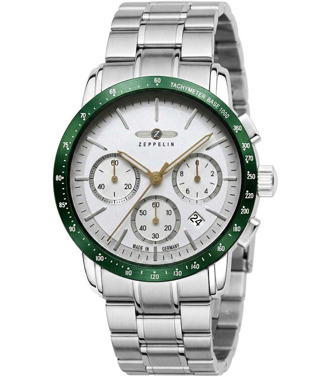 Zeppelin 8878MB4 Herrenuhr Chronograph Weiss Edelstahl