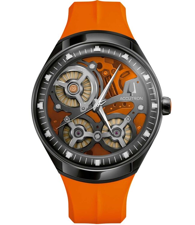 Bulova Accutron 28A205 Herrenuhr Grau/Orange Kautschuk