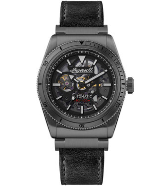 Ingersoll Scovill I13902 Herrenuhr Automatik Schwarz Kalbsleder