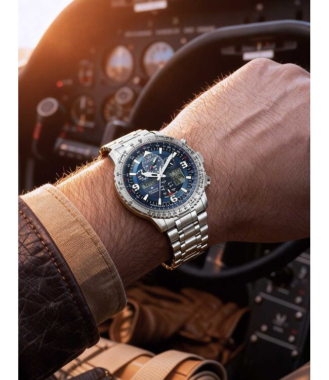Citizen  Promaster JY8100-80L Herrenuhr Chronograph Blau Titan