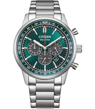 Citizen  Eco-Drive CA4720-52X Herrenuhr Chronograph Grün Edelstahl