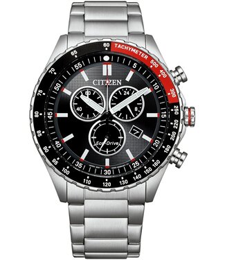 Citizen  Eco-Drive AT2566-88E Herrenuhr Chronograph Schwarz Edelstahl
