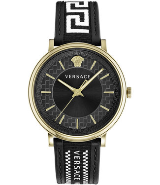 Versace  V-Circle VE5A01921 Herrenuhr Schwarz Kalbsleder