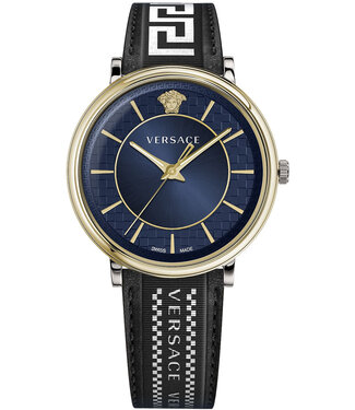 Versace  V-Circle VE5A01821 Herrenuhr Blau Kalbsleder