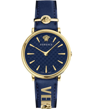 Versace  V-Circle VE8104522 Damenuhr Blau Kalbsleder