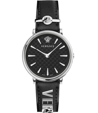 Versace  V-Circle VE8104122 Damenuhr Schwarz Kalbsleder