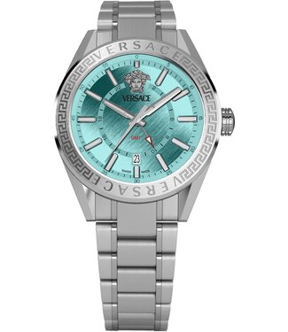 Versace  V-Code GMT VEAFA0324 Herrenuhr Türkis Edelstahl