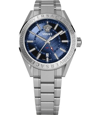 Versace  V-Code GMT VEAFA0424 Herrenuhr Blau Edelstahl