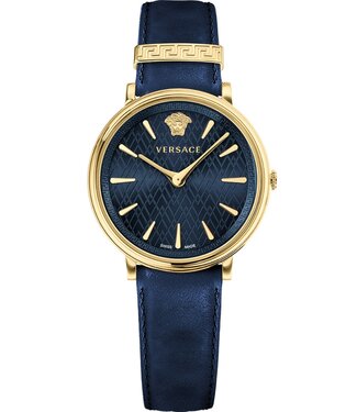 Versace  V-Circle VE8100419 Damenuhr Blau Kalbsleder