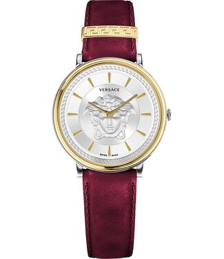Versace  V-Circle VE8101819 Damenuhr Silber Kalbsleder
