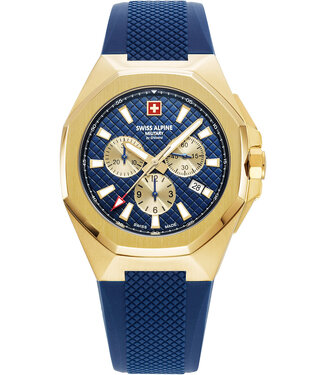 Swiss Alpine Military  Typhoon 7005.9815 Herrenuhr Chronograph Blau/Gold Silikon