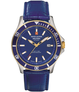 Swiss Alpine Military  7022.1545 Herrenuhr Blau Kalbsleder