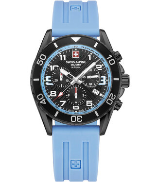 Swiss Alpine Military  Raptor 7029.9871 Herrenuhr Chronograph Blau/Schwarz Silikon