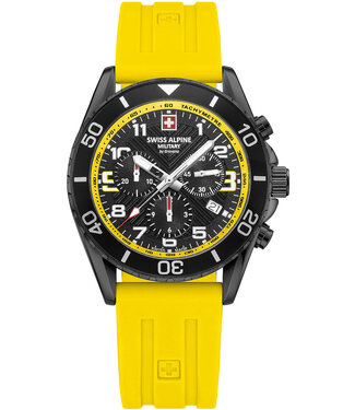 Swiss Alpine Military  Raptor 7029.9878 Herrenuhr Chronograph Gelb/Schwarz Silikon