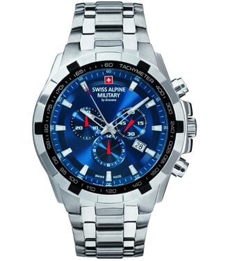 Swiss Alpine Military  Star 7043.9135 Herrenuhr Chronograph Blau Edelstahl