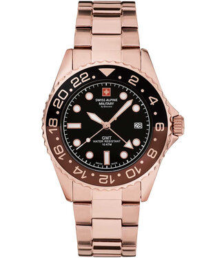 Swiss Alpine Military  Master Diver GMT 7052.1164 Herrenuhr Schwarz Edelstahl