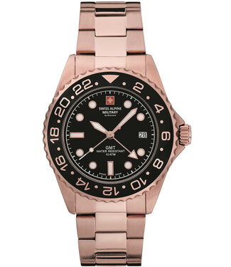 Swiss Alpine Military  GMT 7052.1167 Herrenuhr Schwarz Edelstahl