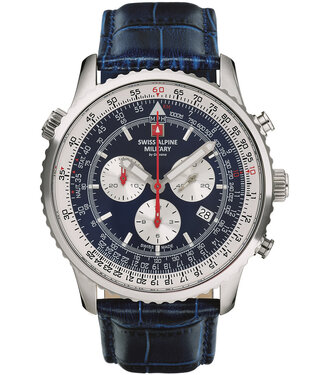 Swiss Alpine Military  Spirit 7078.9535 Herrenuhr Chronograph Blau Kalbsleder