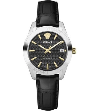 Versace  Greca Classic VESCA0124 Damenuhr Automatik Schwarz Kalbsleder