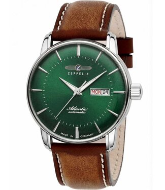 Zeppelin Atlantic 84664 Herrenuhr Automatik Grün Kalbsleder