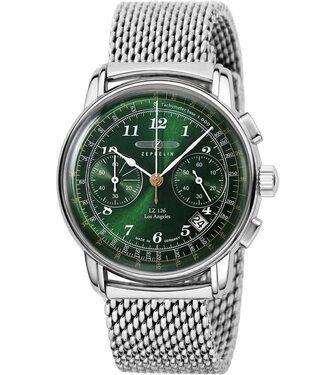 Zeppelin Los Angeles 7614M4 Herrenuhr Chronograph Grün Edelstahl