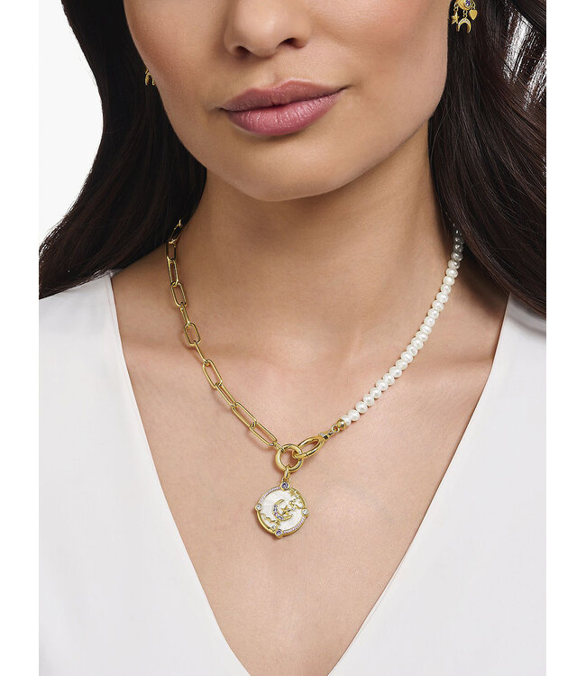 Thomas Sabo  KE2193-445-14-L47V Halskette Perle Glieder vergoldet 42-47 cm